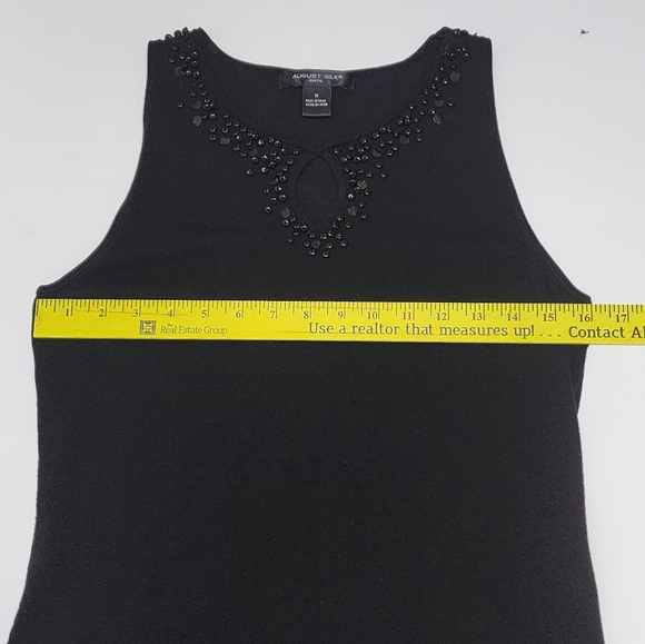 BLACK SLEEVELESS BEADED NECKLINE TOP SIZE M - Picture 8 of 12